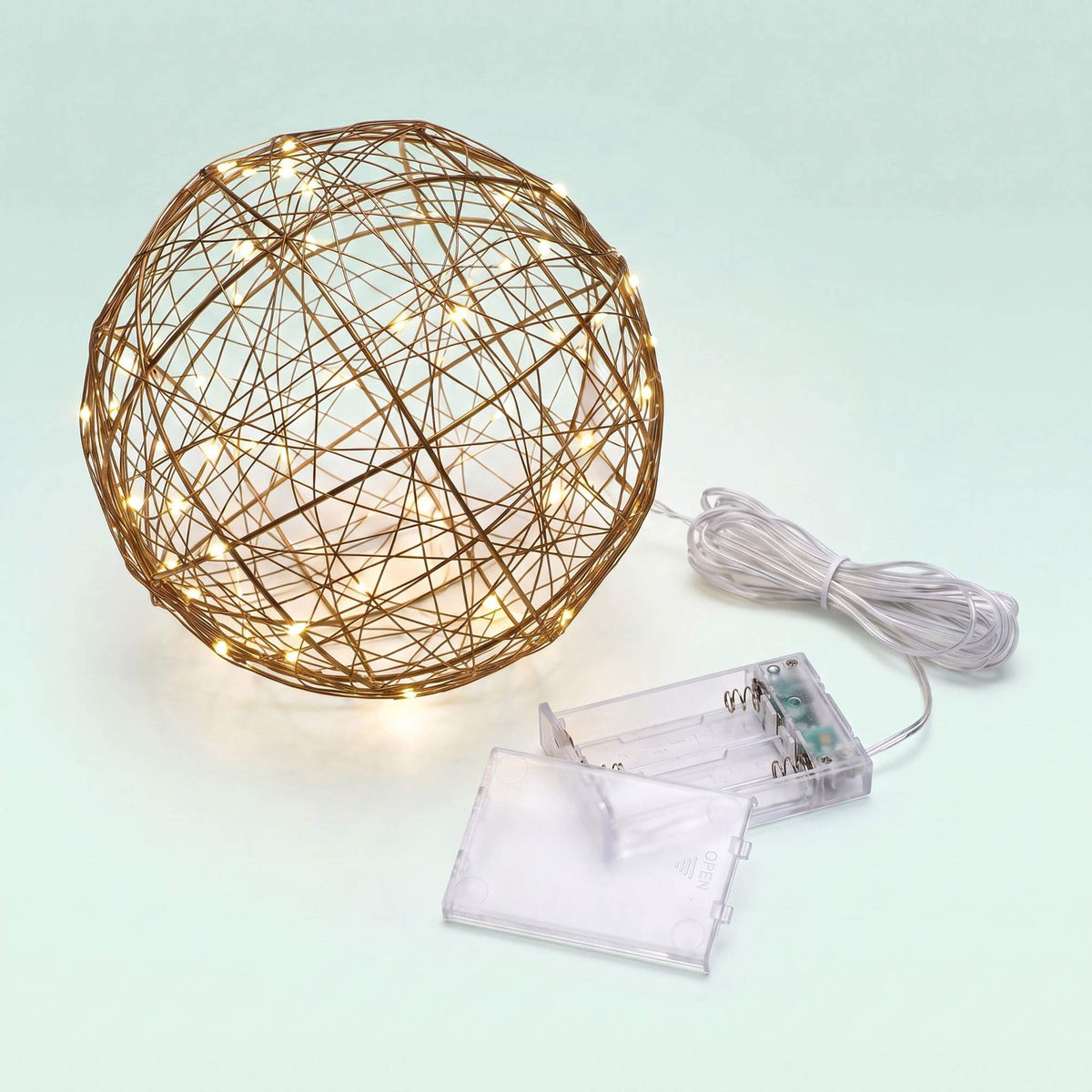 20 cm Gold LED Decor Ball – Warm White Light Sphere