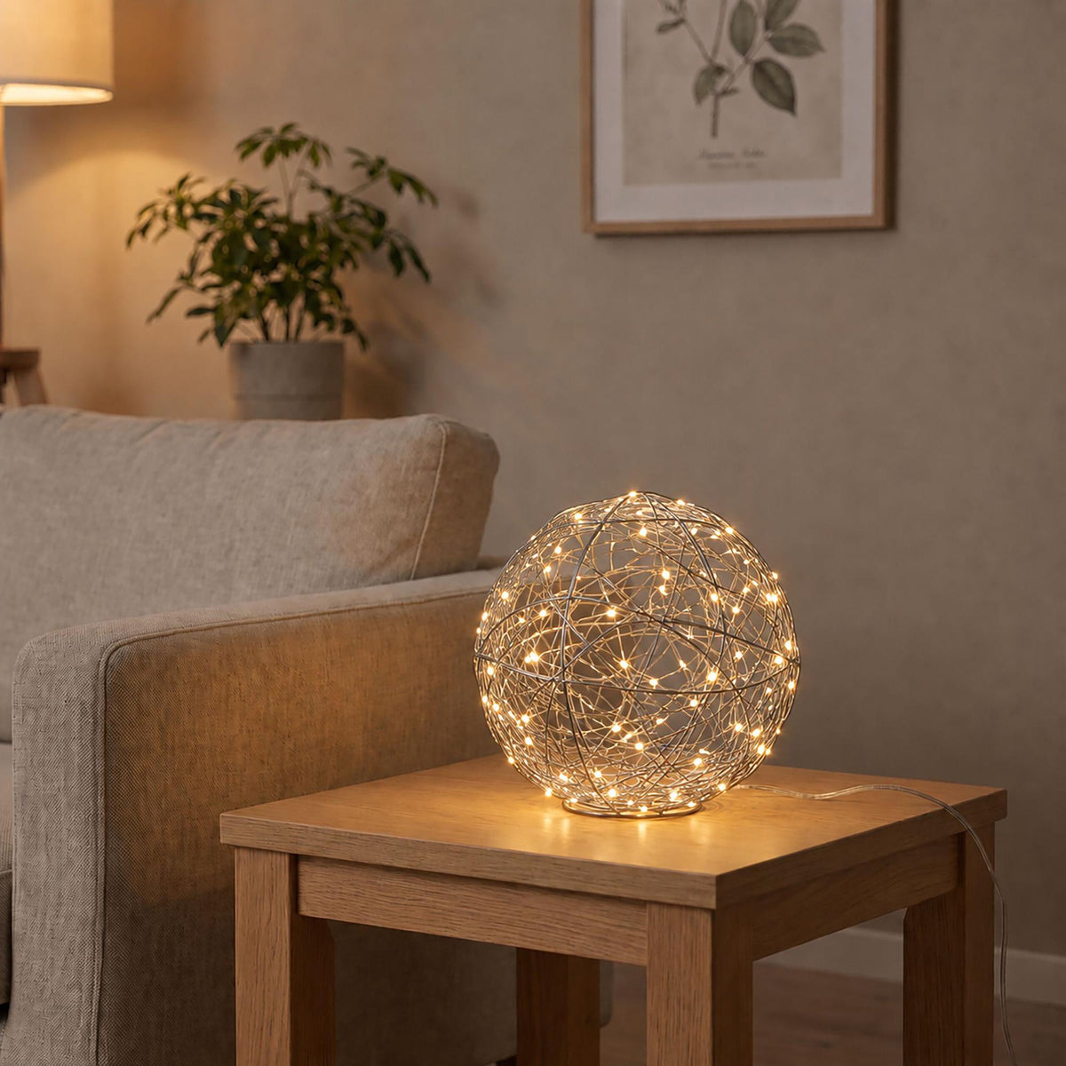 20 cm Silver LED Decorative Light Globe