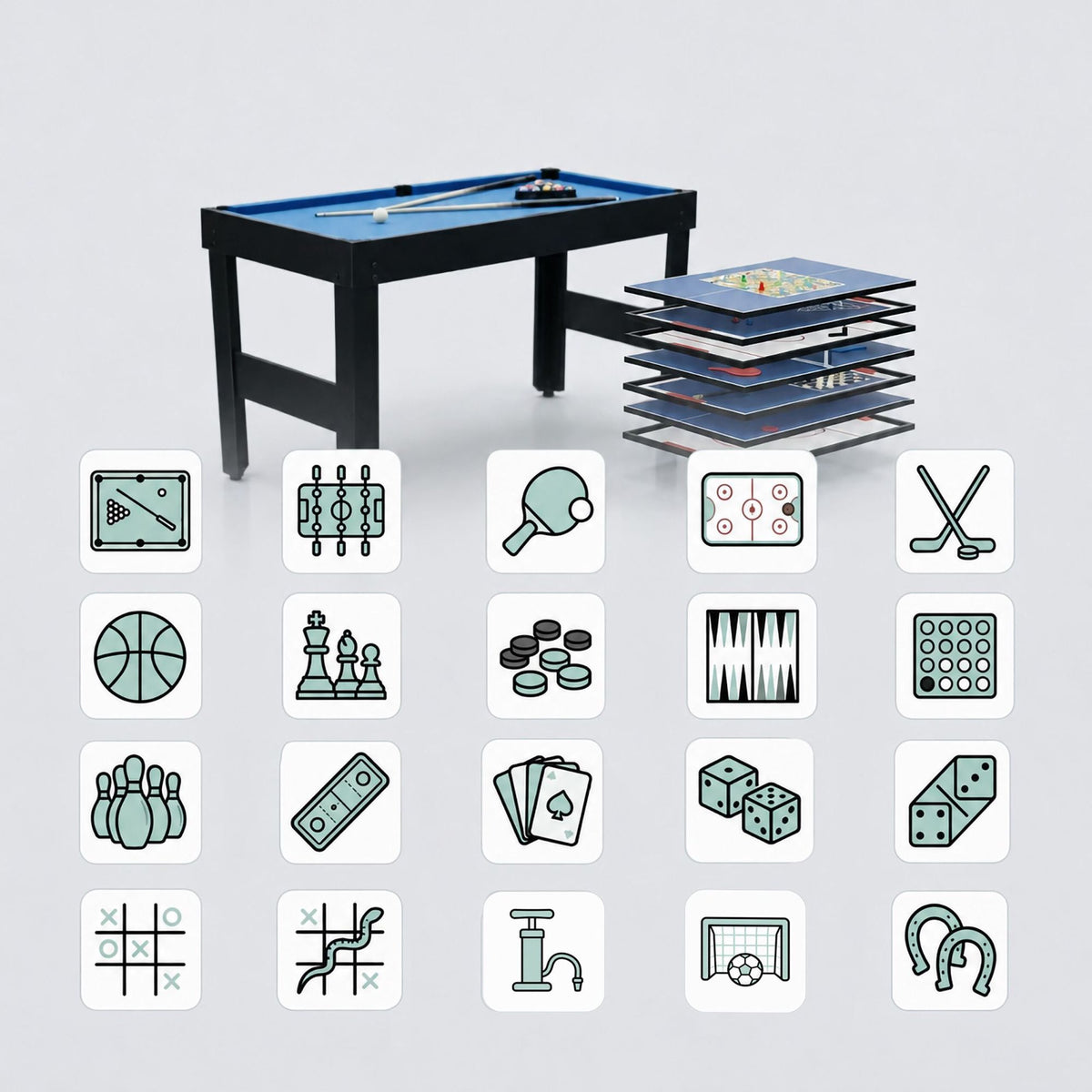 20-in-1 Multi-Game Table Set – Black, MDF, 81x107x60.5 cm