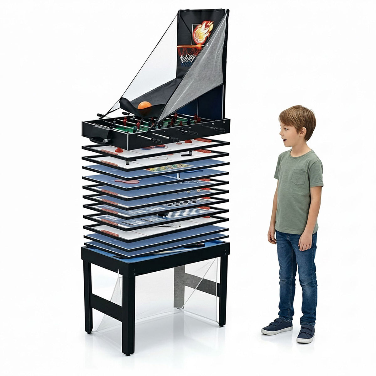 20-in-1 Multi-Game Table Set – Black, MDF, 81x107x60.5 cm