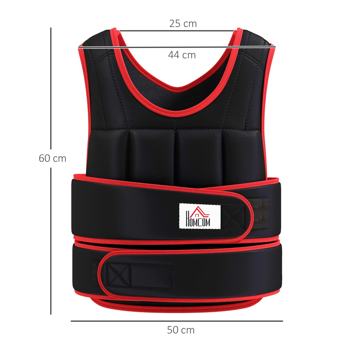 20 kg Training Vest Weight Vest with Double Straps Adjustable Strength Training Fitness Oxford Metal Sand Black + Red 60 x 50 cm