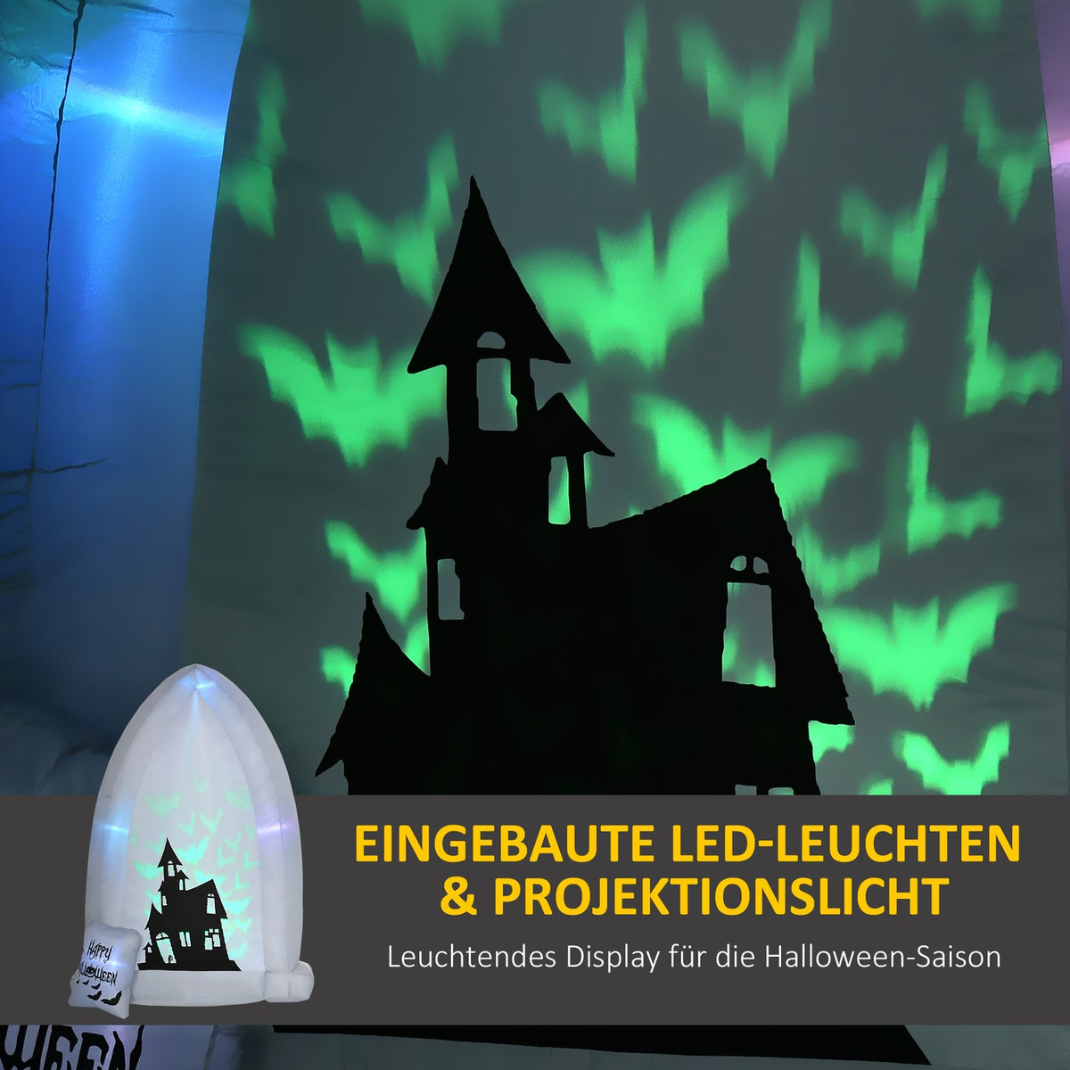 210Cm Tombstone Halloween Decoration Inflatable Tombstone With Led Light Projection And Blower Inflatable Halloween Decoration Ip44 Waterproof