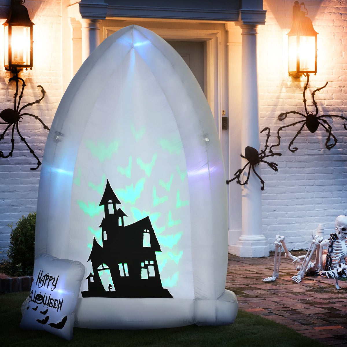 210Cm Tombstone Halloween Decoration Inflatable Tombstone With Led Light Projection And Blower Inflatable Halloween Decoration Ip44 Waterproof