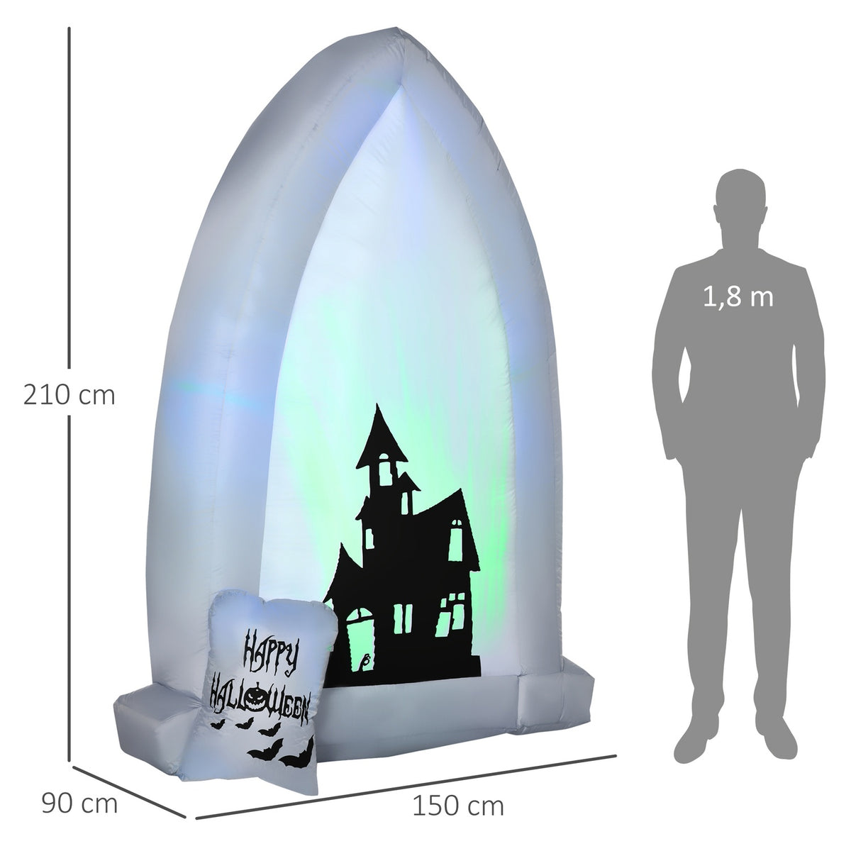 210Cm Tombstone Halloween Decoration Inflatable Tombstone With Led Light Projection And Blower Inflatable Halloween Decoration Ip44 Waterproof