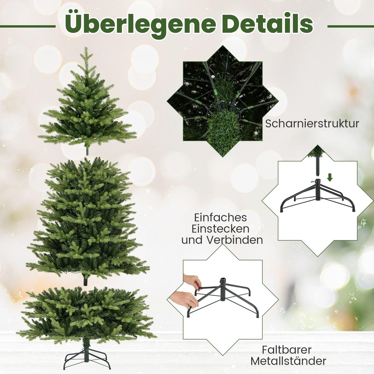 210 cm Artificial Christmas Tree with 470 LEDs, Green