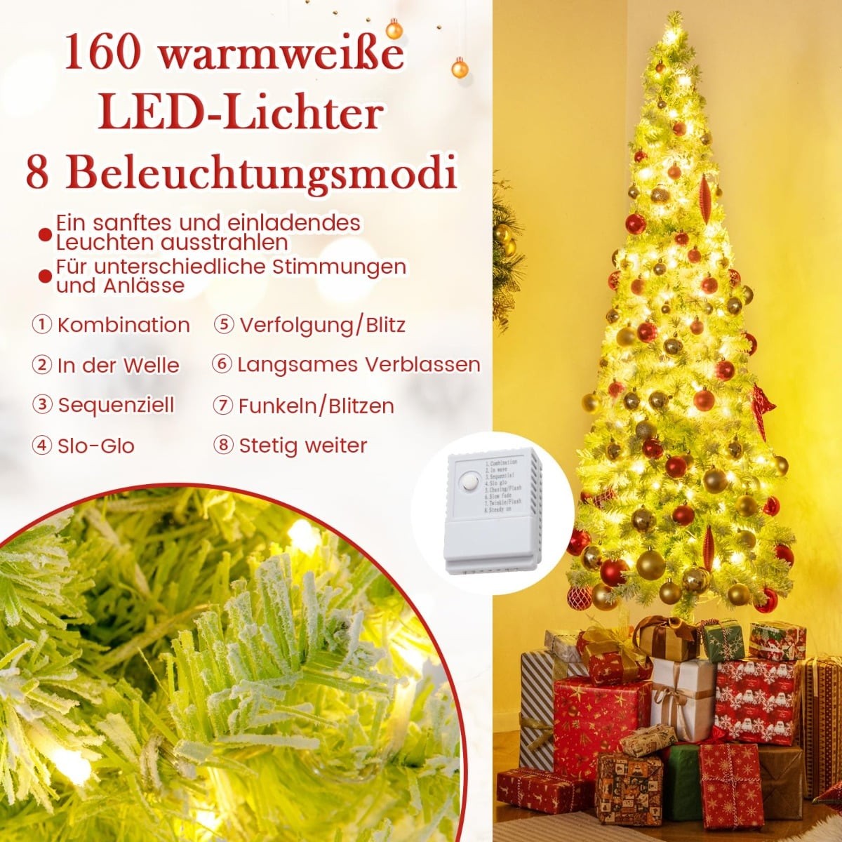 210 cm Artificial Christmas Tree with Lights and Snow
