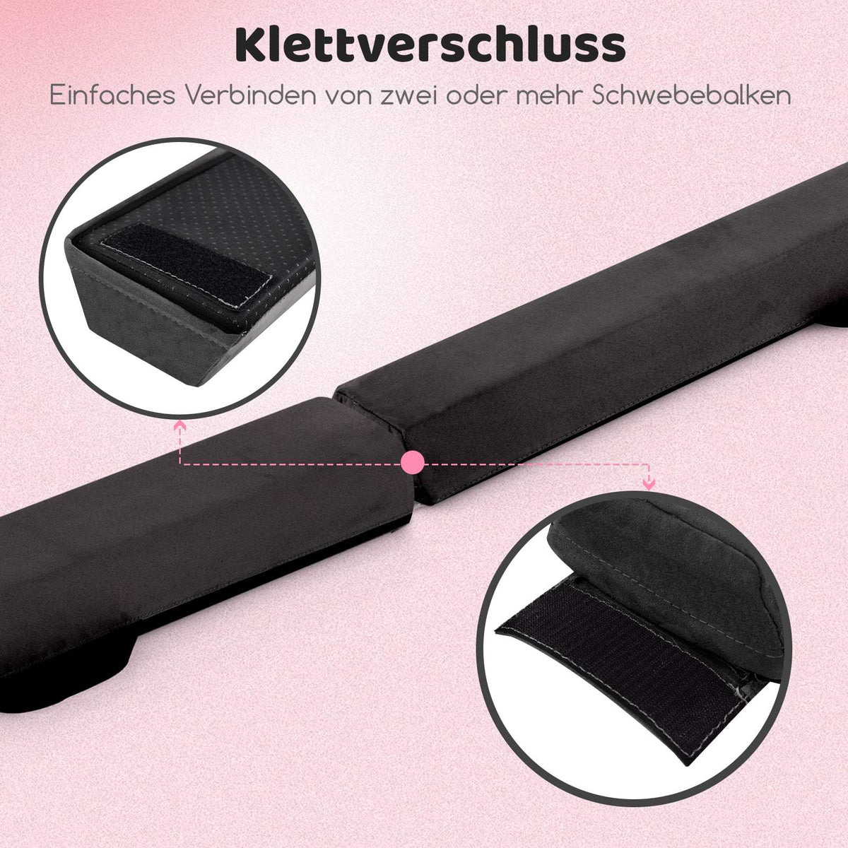 210 cm Folding Gymnastics Balance Beam, Non-Slip, Black