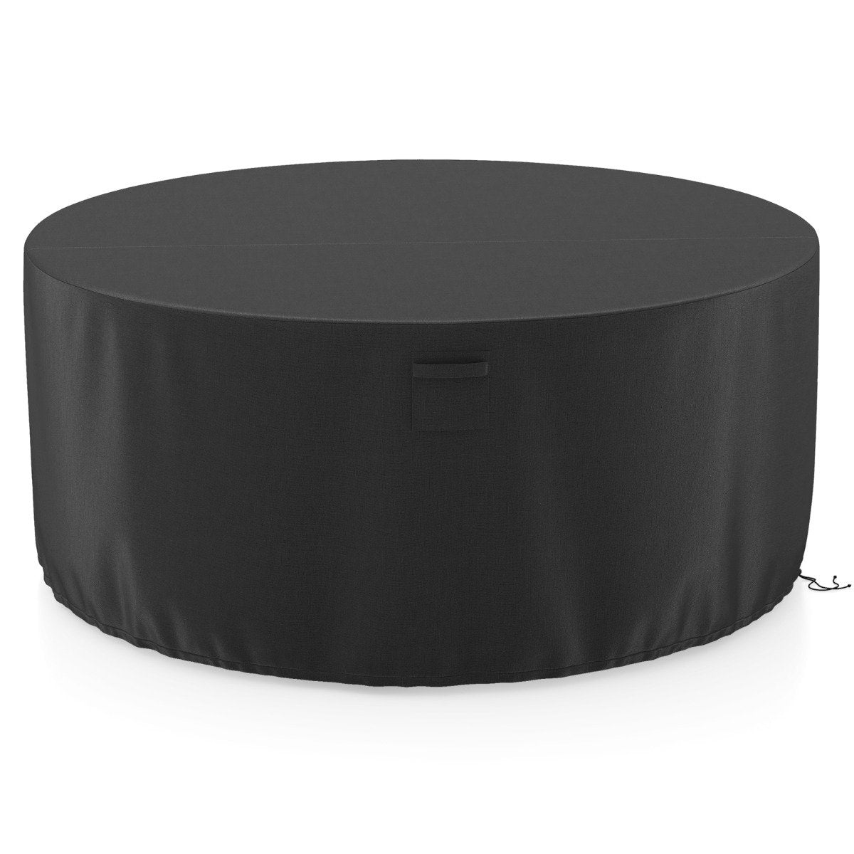 Ø 213 cm round patio furniture cover with ventilation slots & buckles & cords black