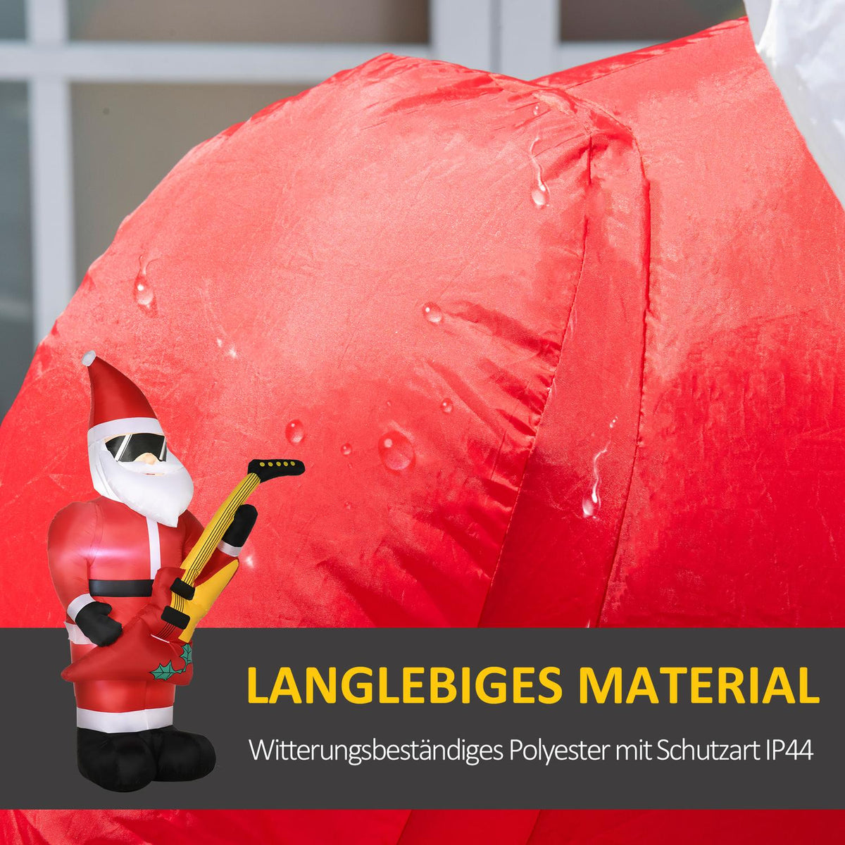 215Cm Inflatable Santa Claus With Electric Guitar Inflatable Christmas Lights Led Self-Inflating Christmas Decoration Waterproof