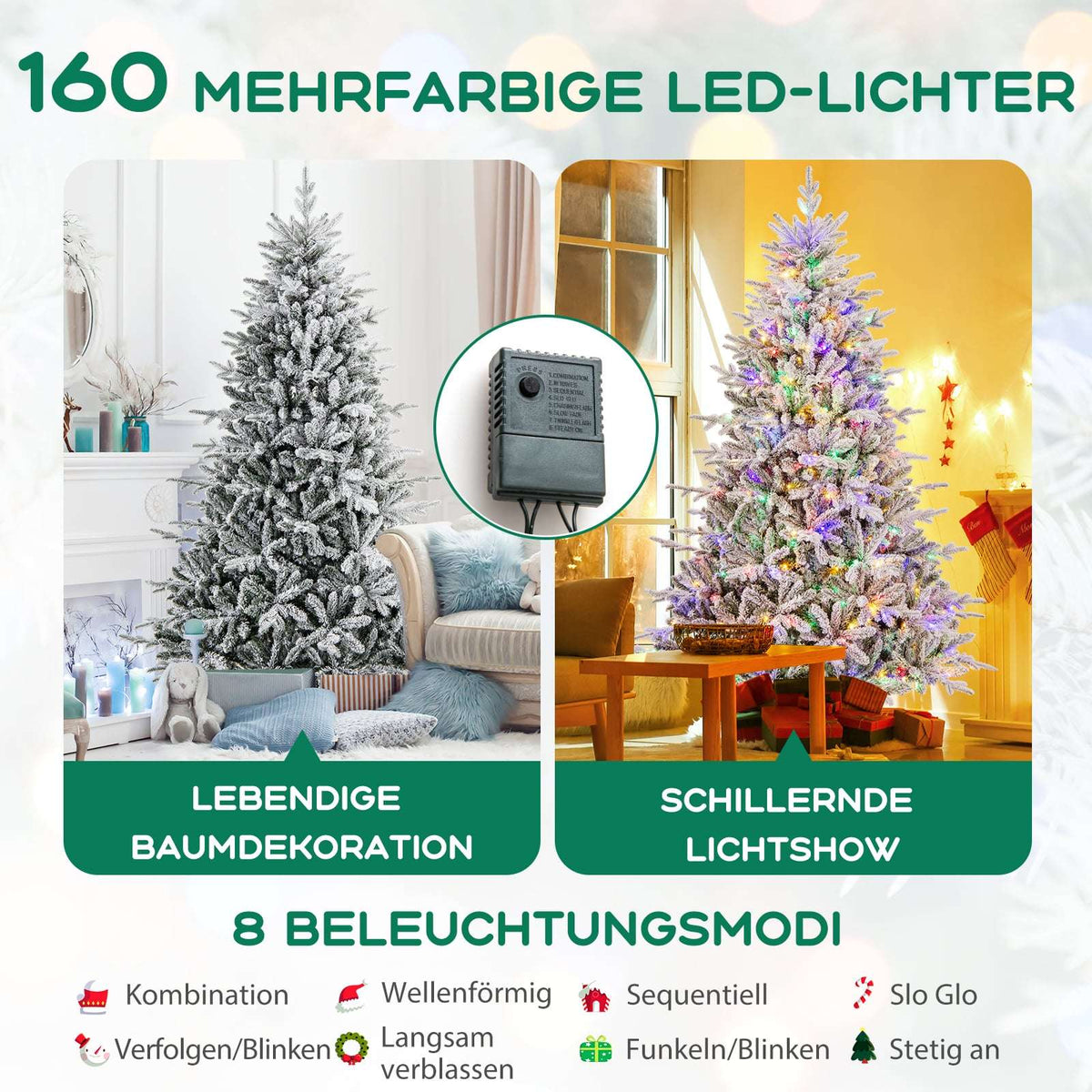 218 cm Artificial Christmas Tree with 350 LED Lights