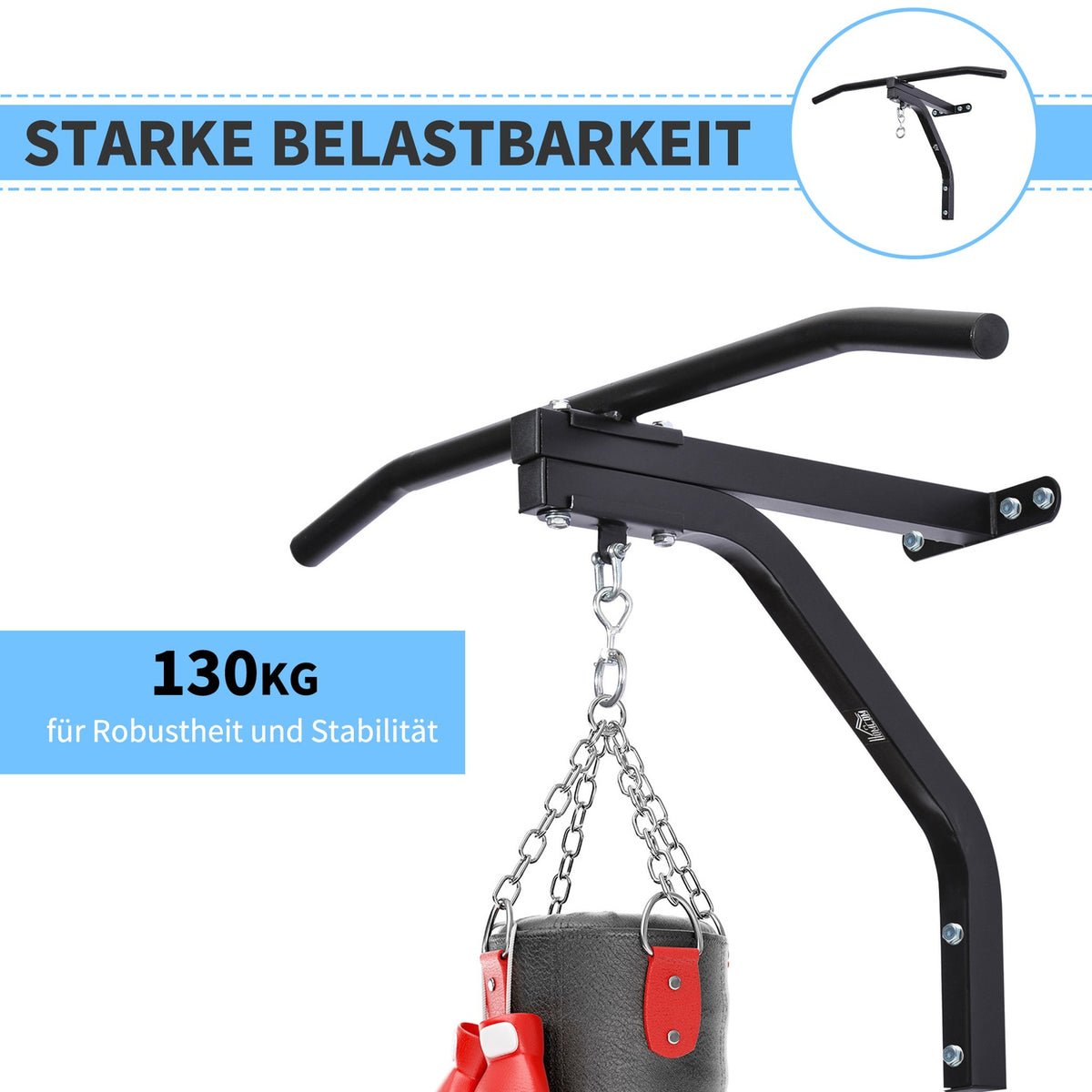 2-1 Design Punching Bag Holder Wall Mount Punching Bag Sandbag Holder Up To 130 Kg Load Capacity Hanging Stand Steel Black 93 X 47 X 51 Cm
