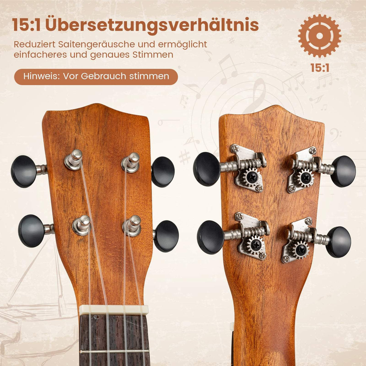 21-Inch Mahogany Ukulele Set with Bag & Accessories
