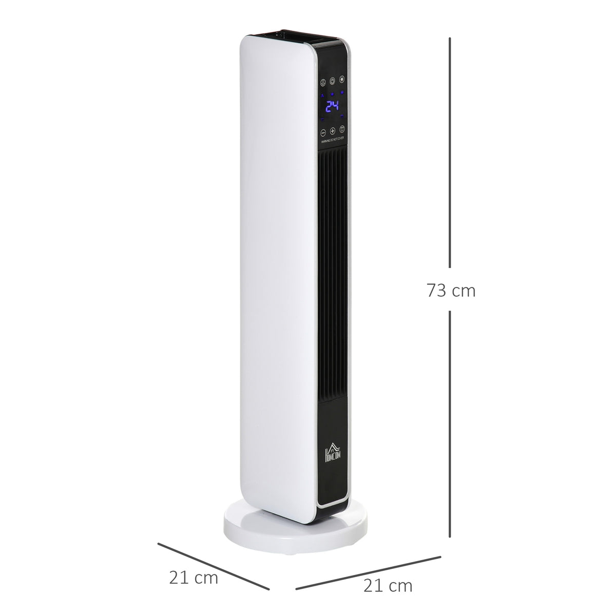 2200W Fan Heater Electric Heater With Remote Control 8-Hour Timer Oscillation Heater Abs Pa White + Black 21 X 21 X 73 Cm
