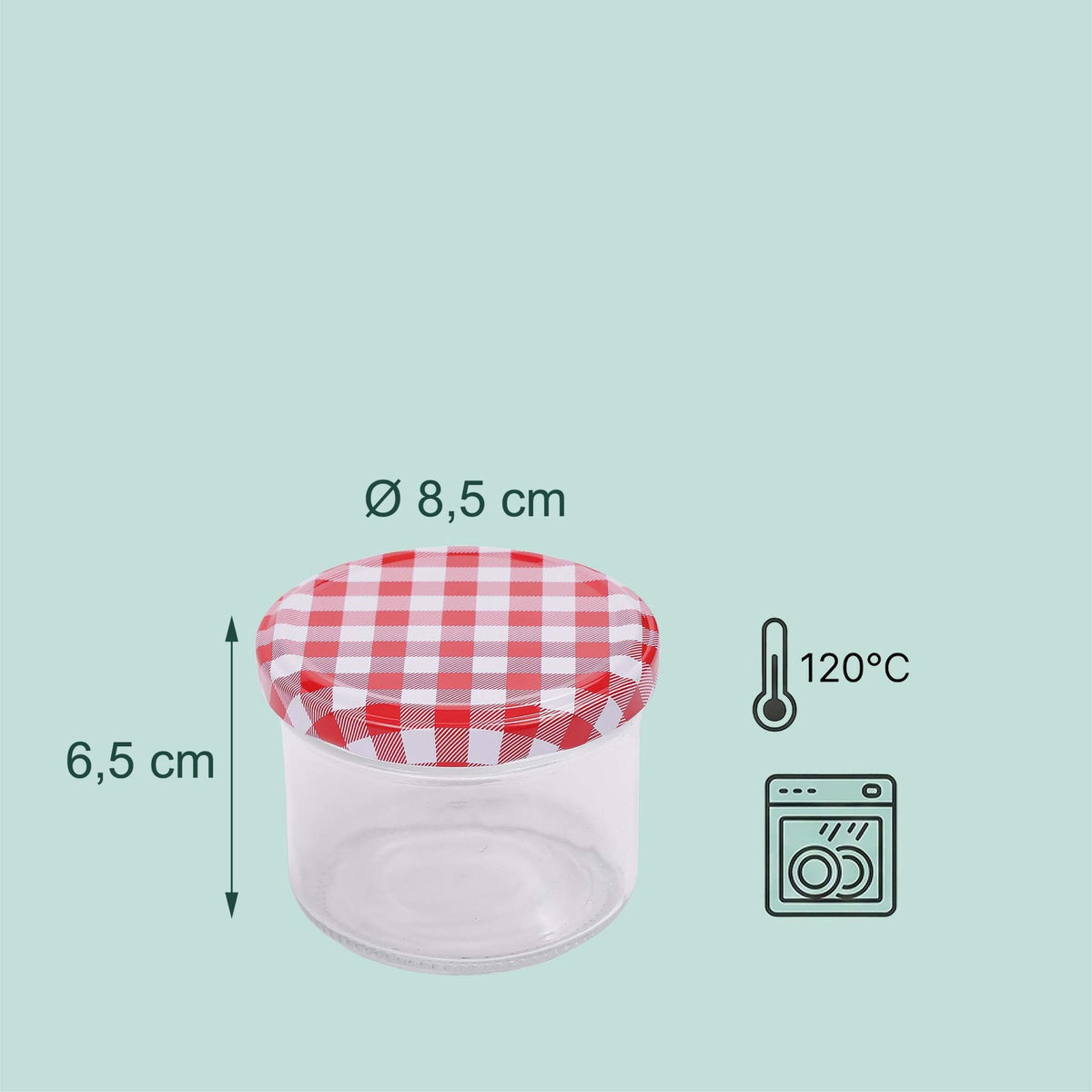 220 ml Glass Twist-Off Jars, Red-White Lids, Pack of 75
