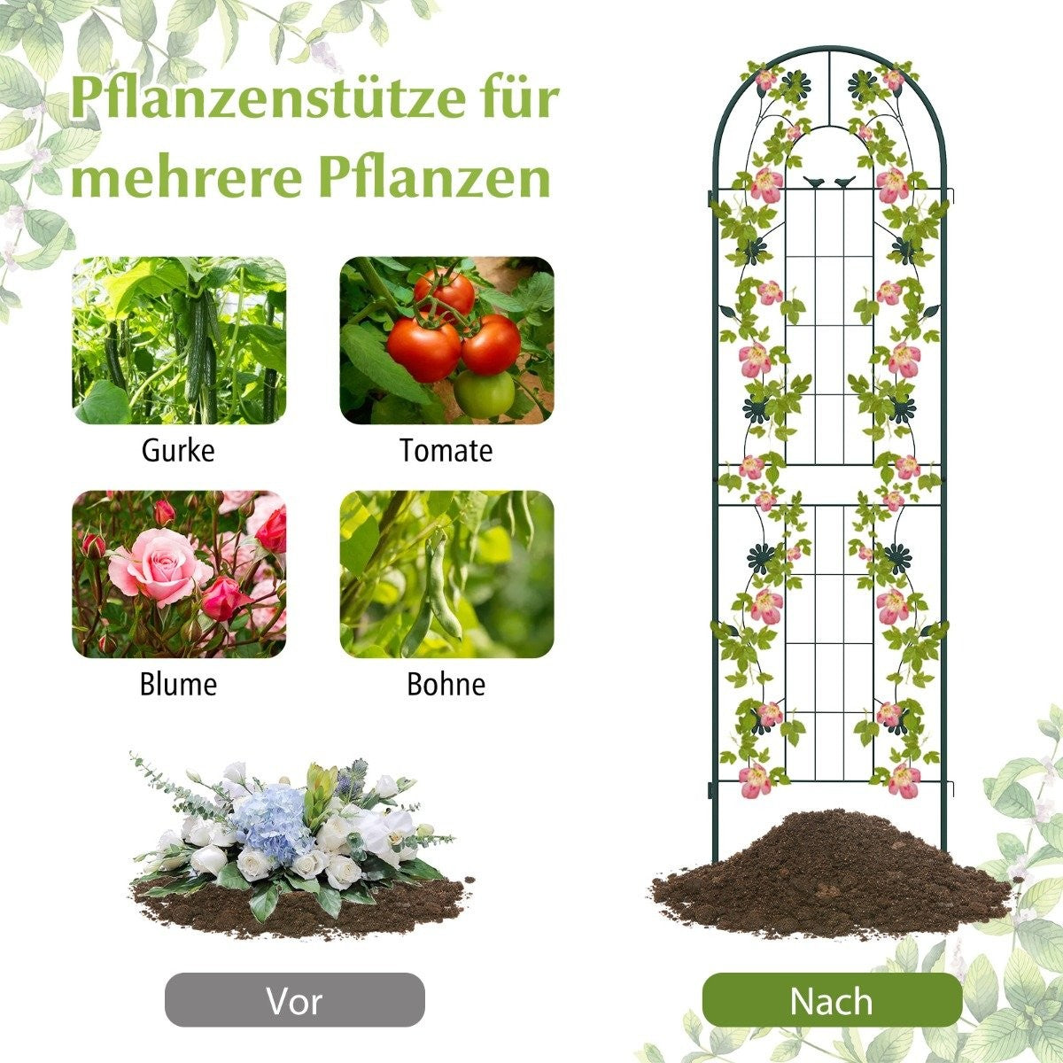 220 x 50 cm Set of 2 Metal Trellis for Plugging Decorative Garden Fence Freestanding Trellis Green