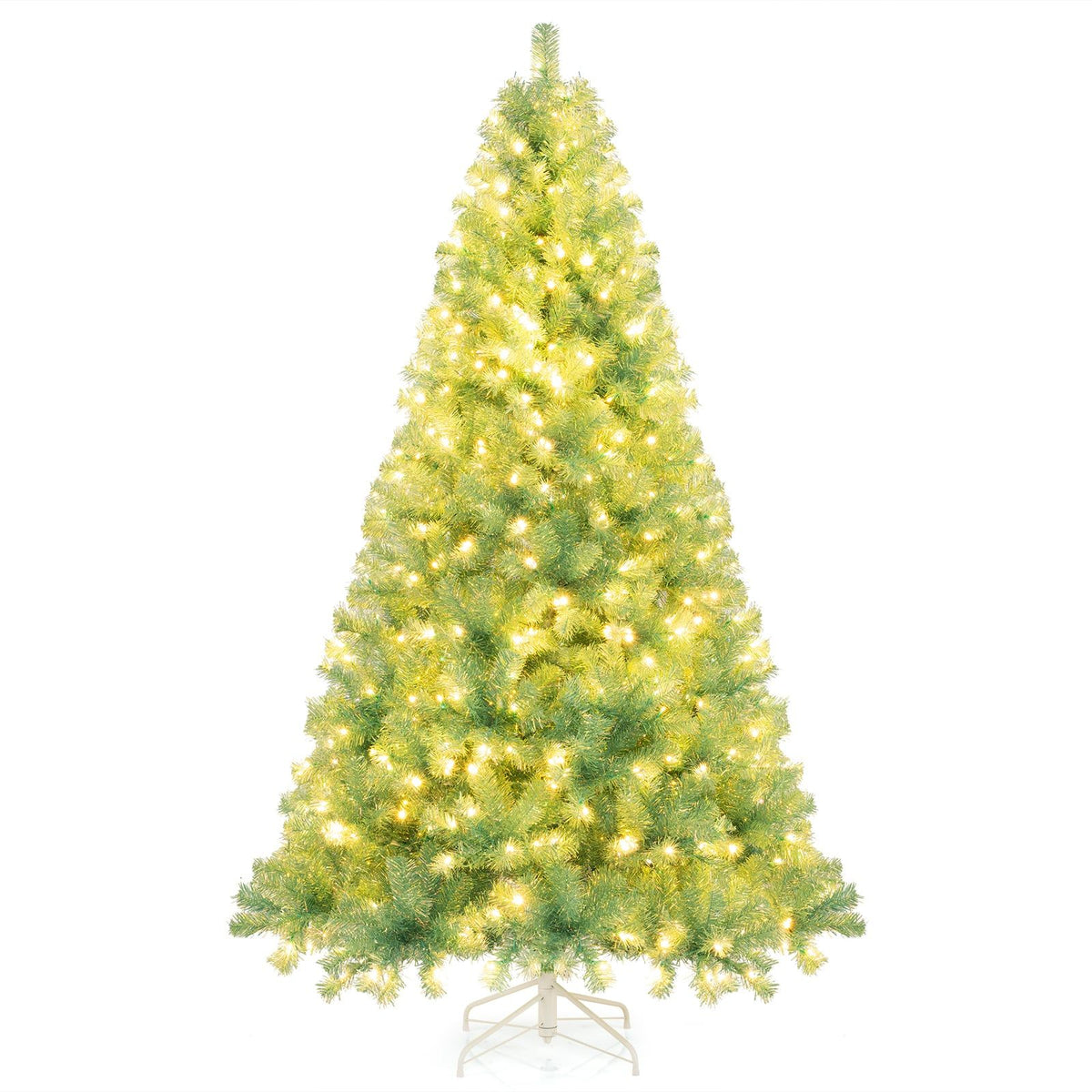 225 cm Artificial Christmas Tree with LED Lights, Green