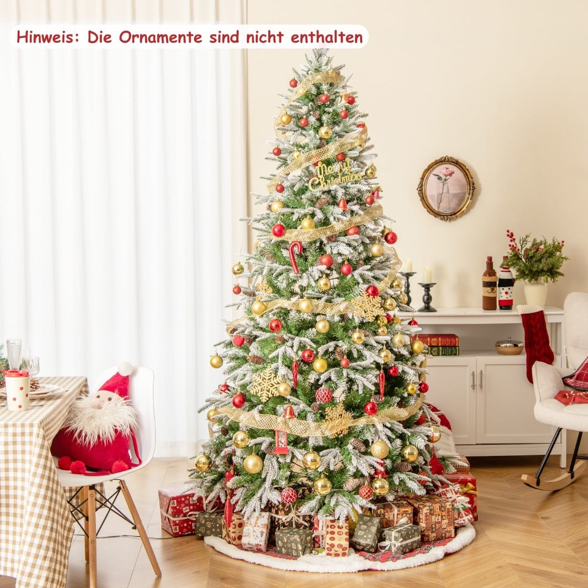 225 cm Pre-Lit Snowy Christmas Tree with LED Lights