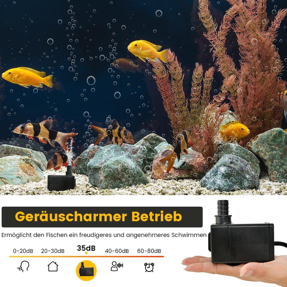 22 W mini aquarium pump with 2.2 m high stroke & 1.83 m power cable & 3 nozzles water pump 900 L/h