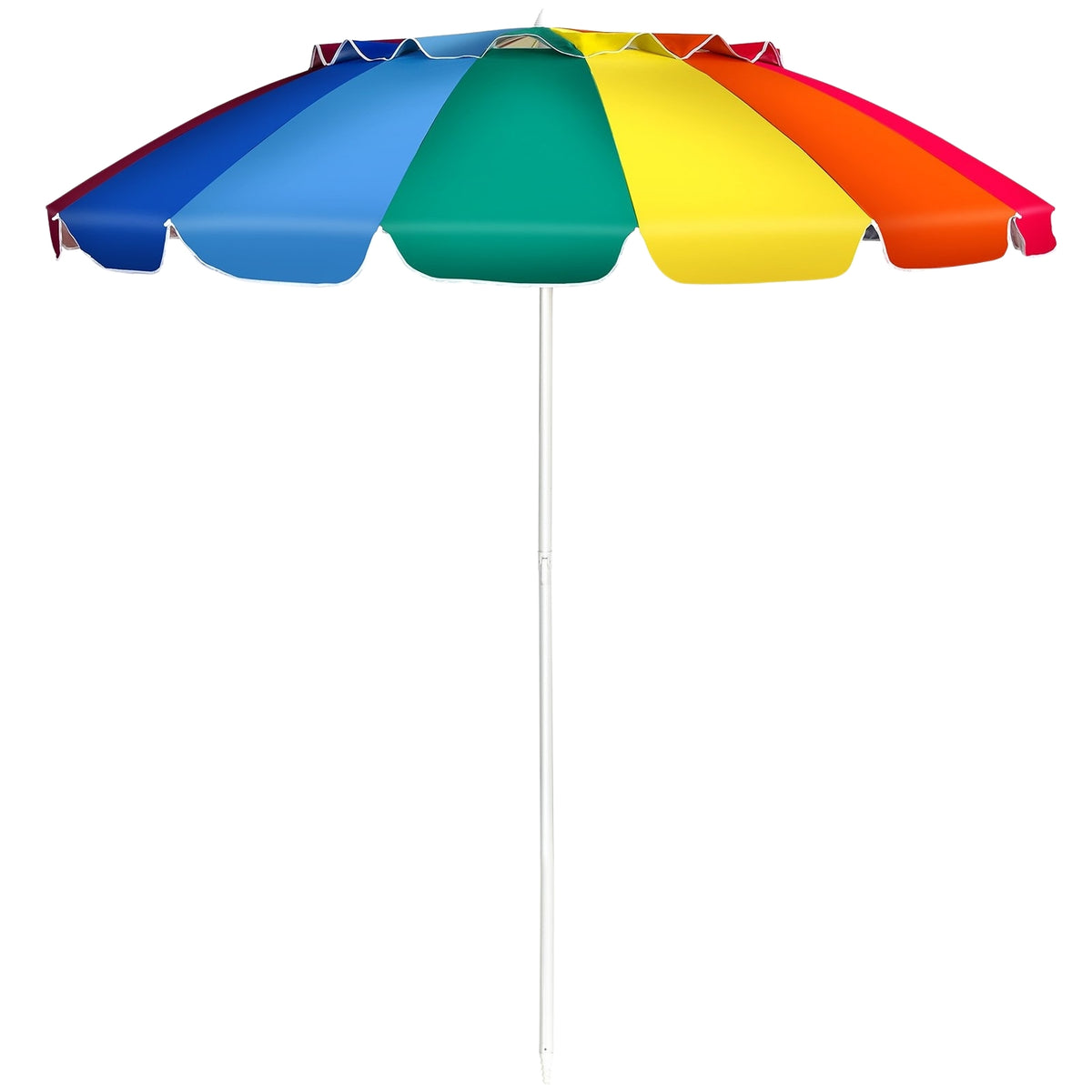 243cm Beach Parasol Outdoor Parasol Beach Umbrella Aluminum Tiltable Patio Umbrella - Colorful