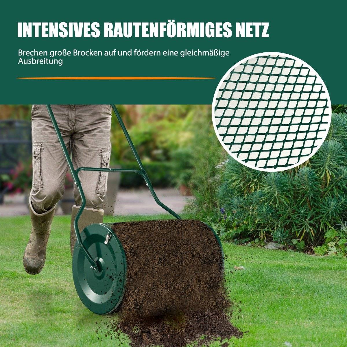 24" Tall Compost Spreader Peat Spreader with Improved U-Shaped Handle