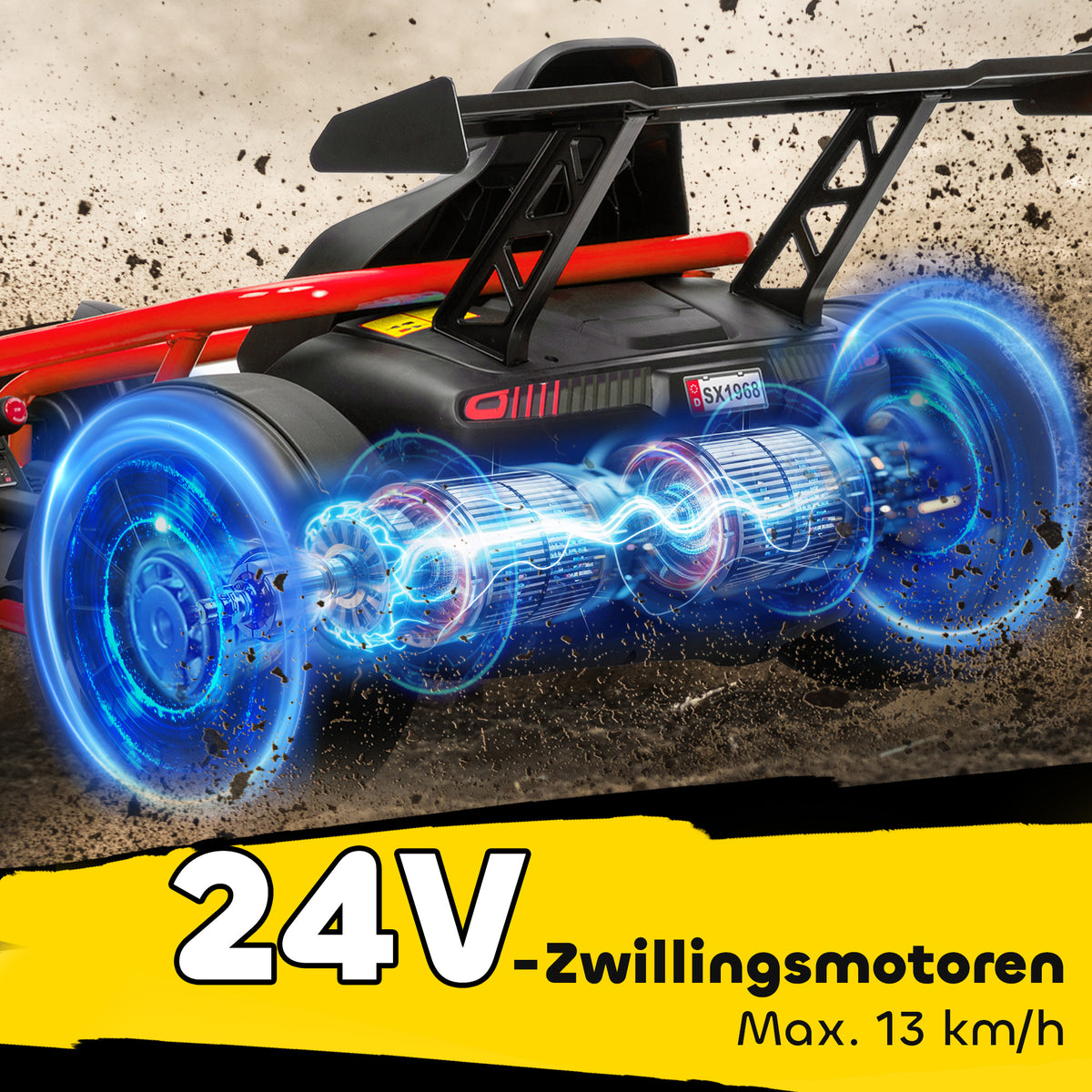 24V Electric Go-Kart for Drifting, Ages 8-12, Red
