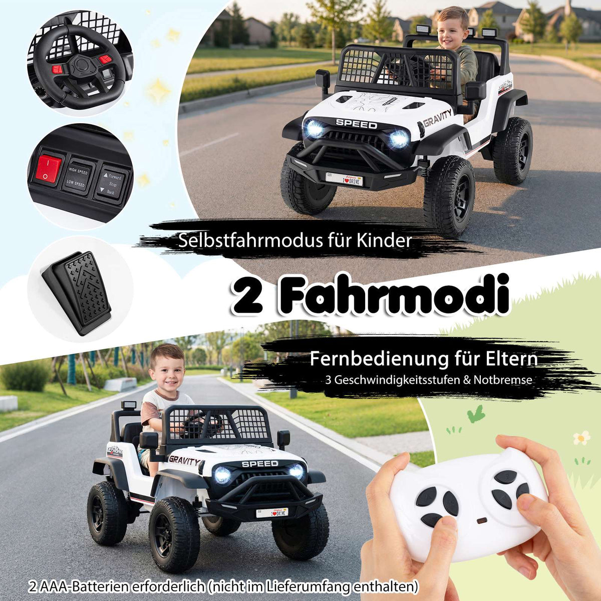 24V Electric Kids Car with Remote, Music, LED Lights
