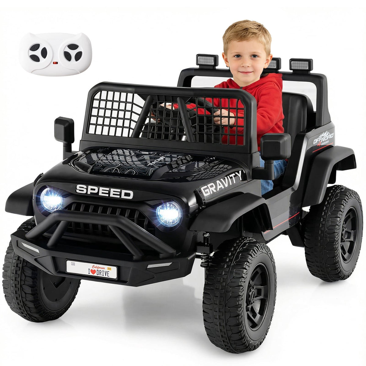 24V Electric Kids Car with Remote, Music, LED Lights
