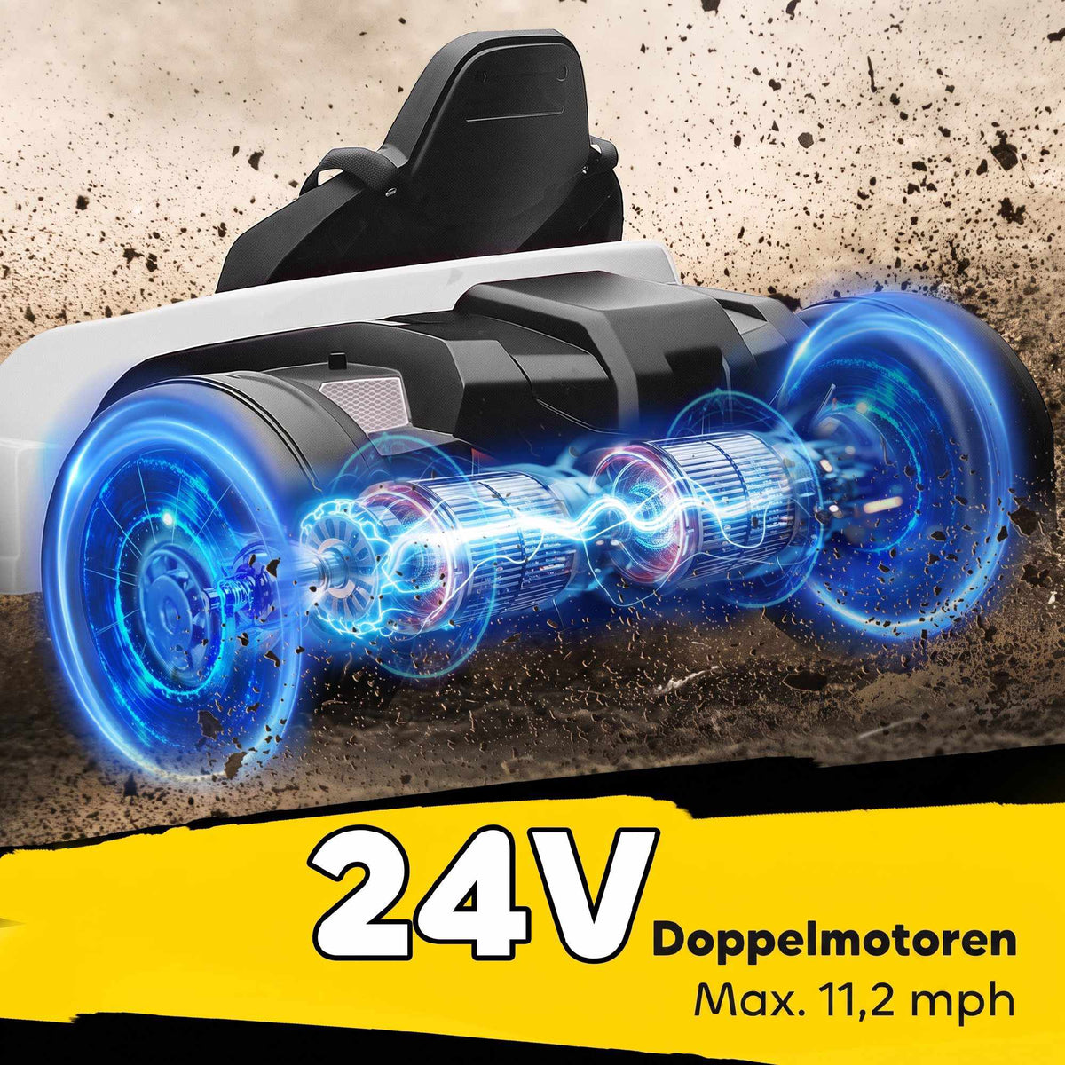 24V Electric Kids Go-Kart with Drift Function, Adjustable Seat