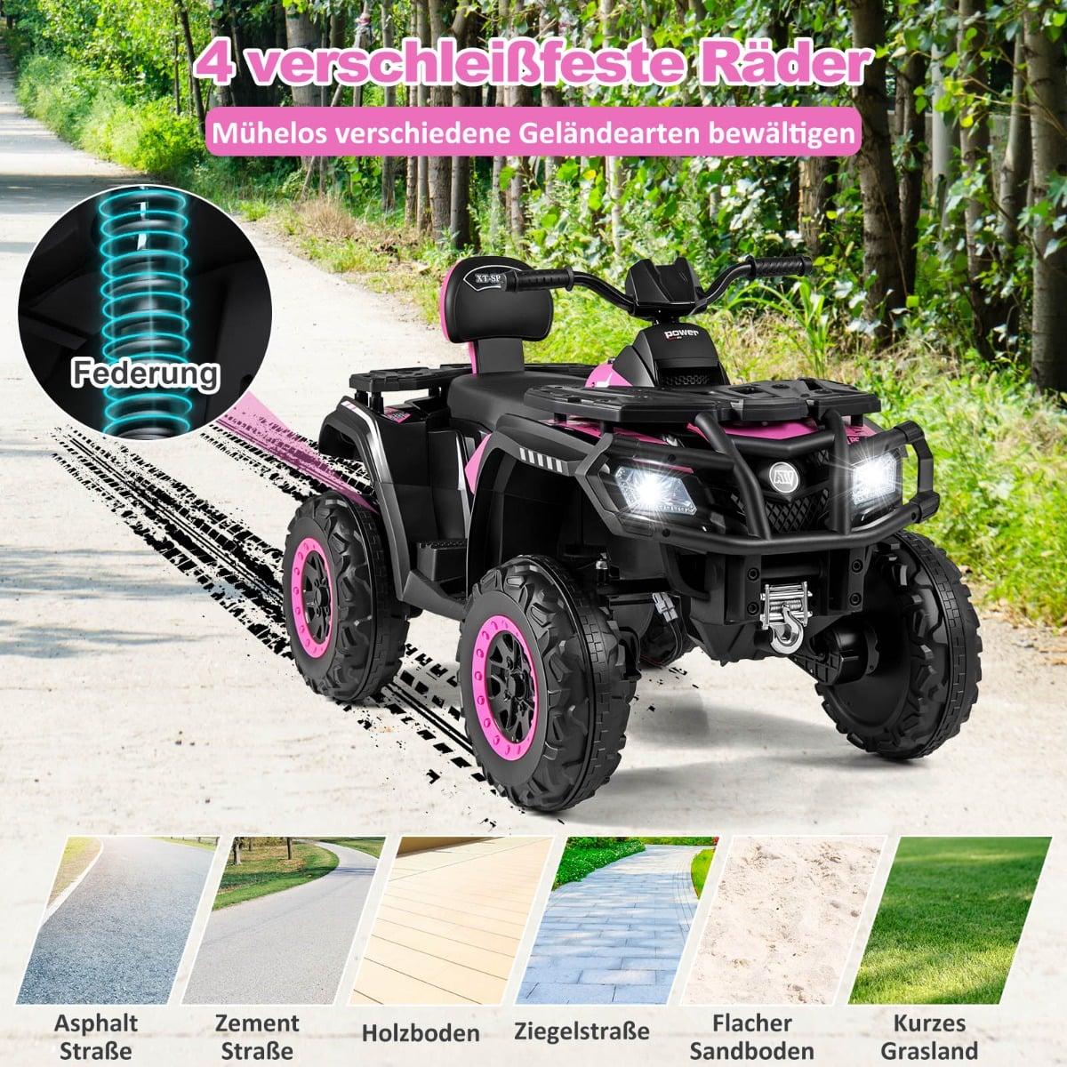 24V Kids ATV, 2-Seater Electric Quad with 4 Motors