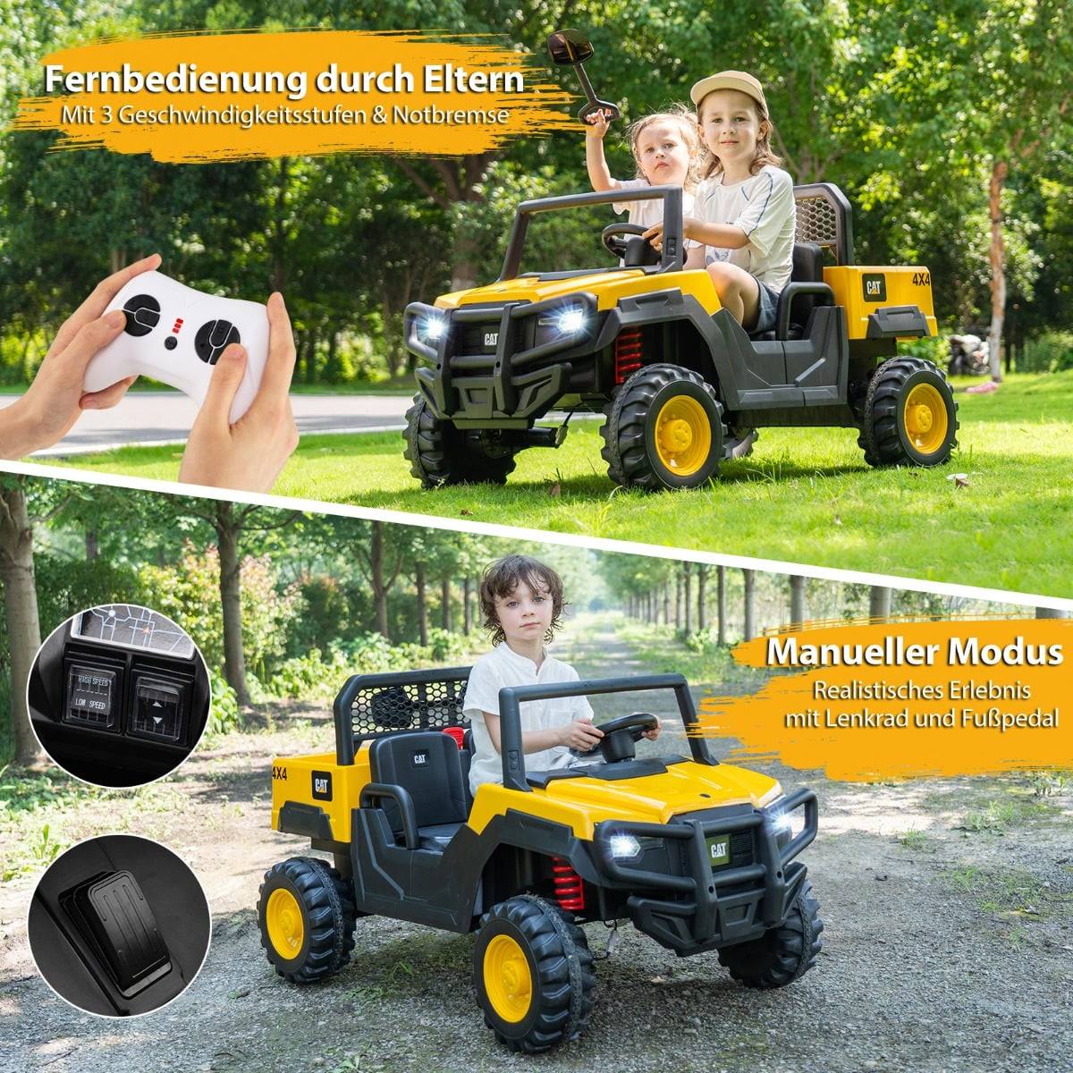 24V Kids Electric Dump Truck, 2-Seater, Remote Control