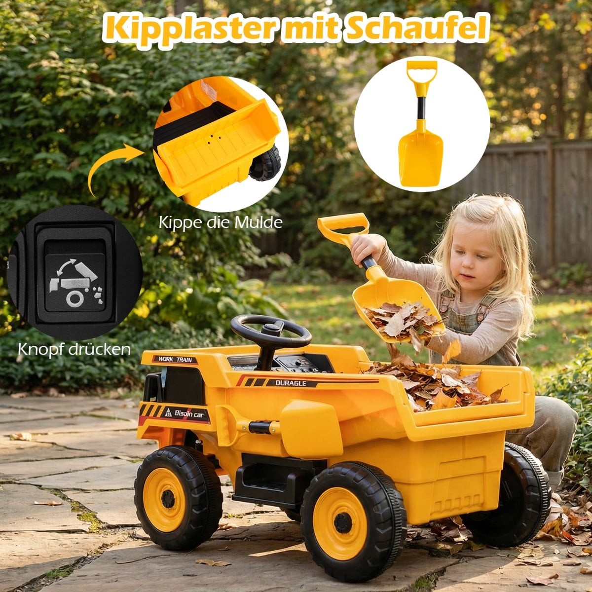 24V Kids Electric Dump Truck with Remote, Yellow