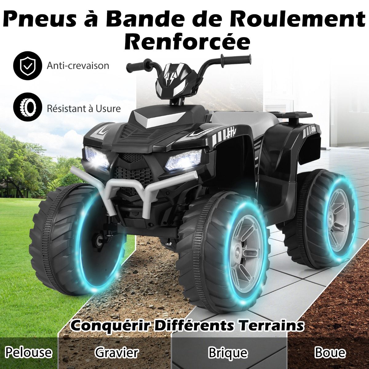 24V Kids Electric Quad ATV, Wireless Music, 2-Speed