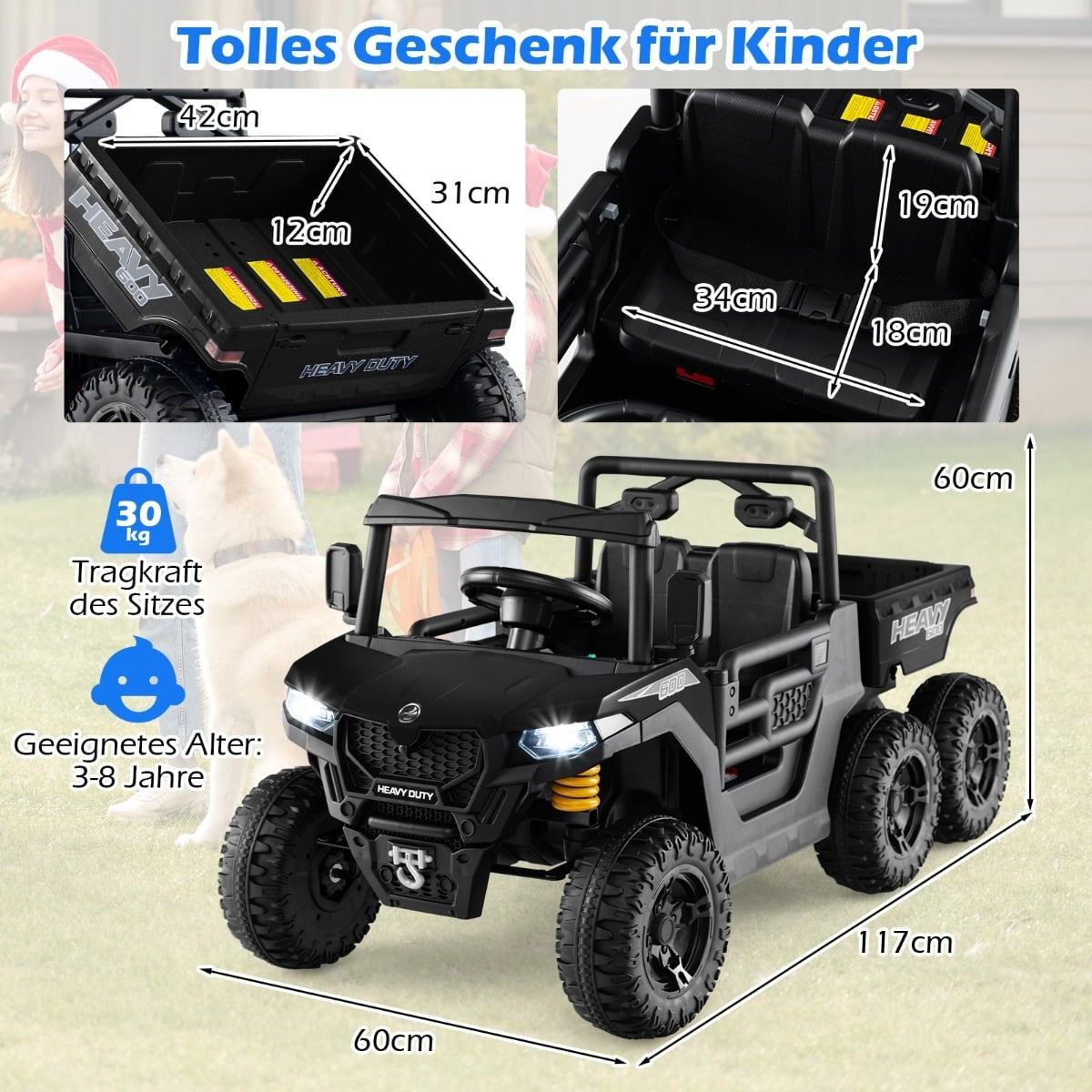 24V Kids Ride-On Dump Truck with Remote & LED Lights
