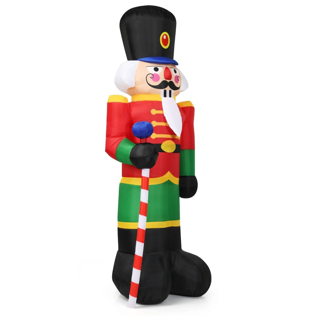 2.4m High Inflatable Christmas Nutcracker Soldier with 3 LED Lights and Candy Stick Colorful