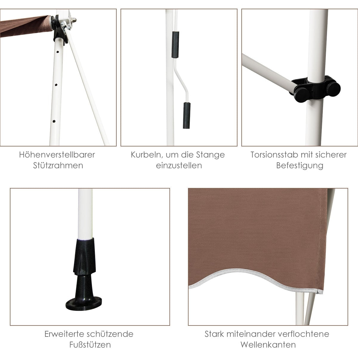 250 cm Adjustable UV-Resistant Awning for Balcony