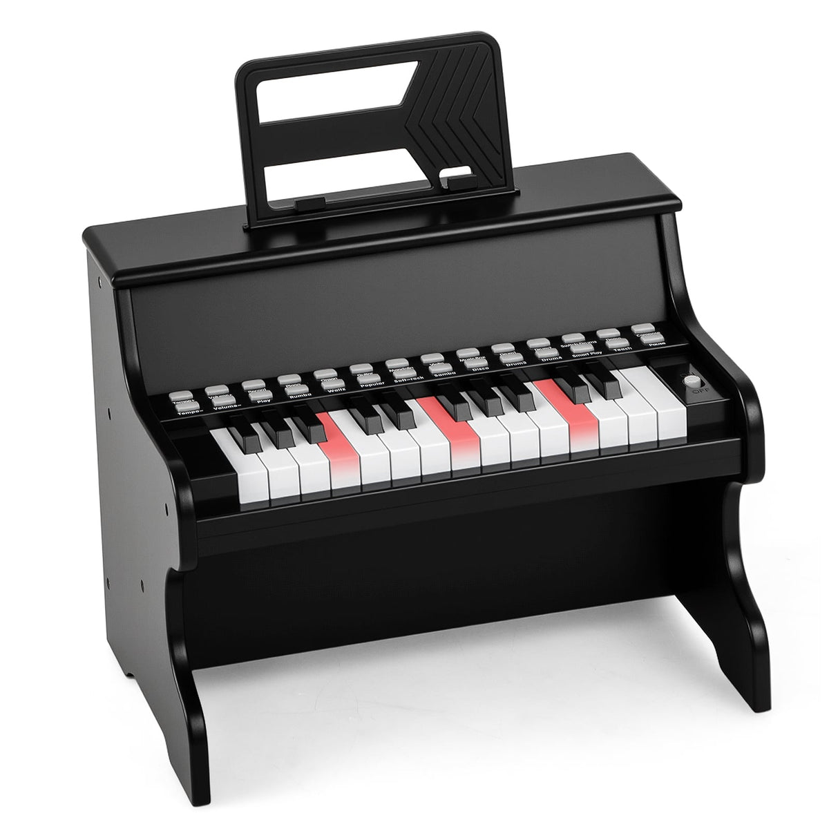 25-Key Kids Digital Piano, Adjustable Speed, Black