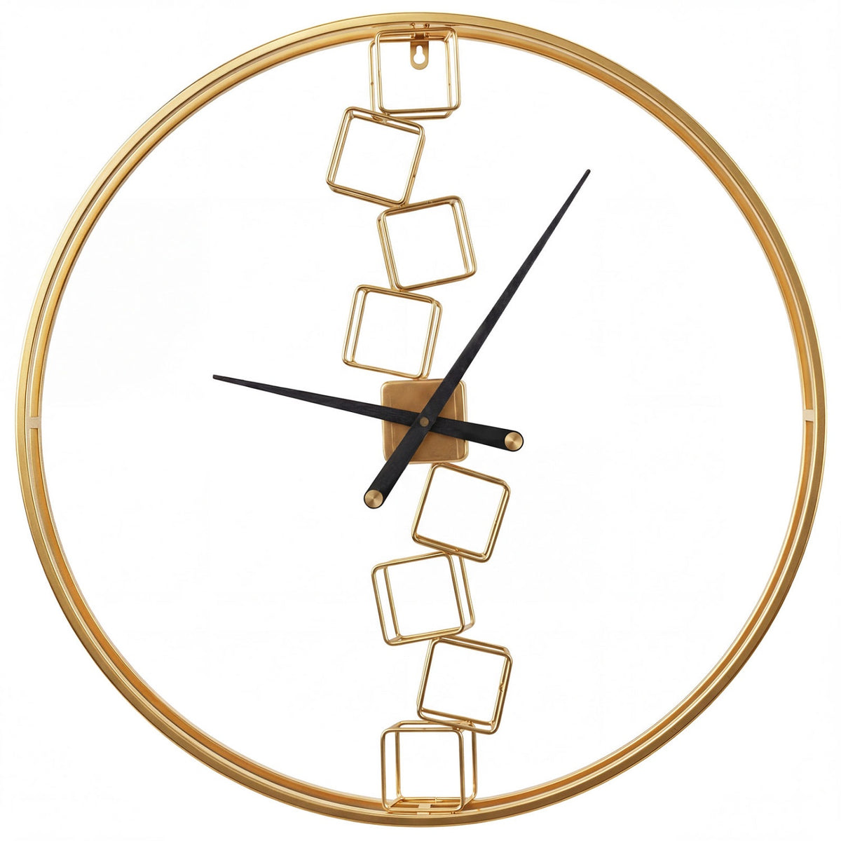 27-Inch Wall Clock, Non-Ticking Quartz, Yellow Metal Frame
