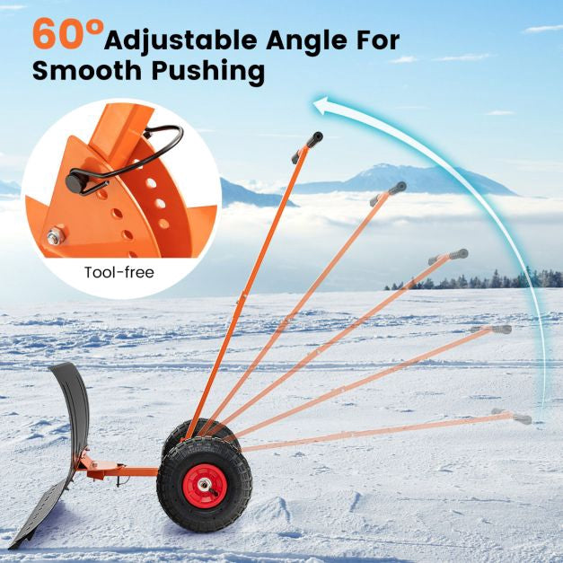 29-Inch Snow Pusher, Adjustable Handle, 10-Inch Wheels