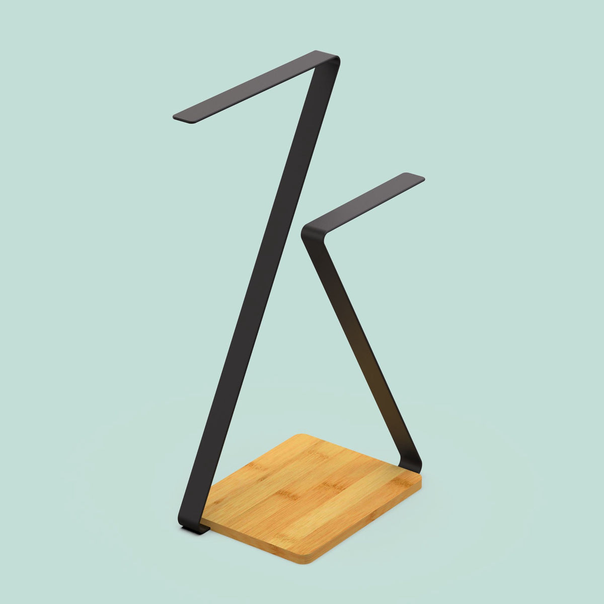 2-Arm Z-Shaped Towel Rack with Bamboo Shelf