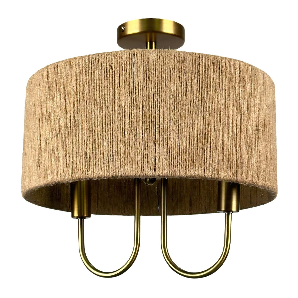 2-Bulb Ceiling Lamp, Paper Cord & Bronze Finish