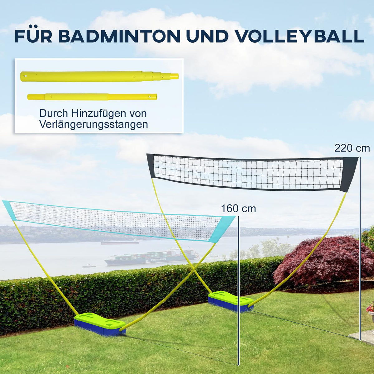 2 In 1 Badminton Set, Badminton Net With Stand, Volleyball Net, Adjustable, With Carry Bag, For Indoor, Outdoor