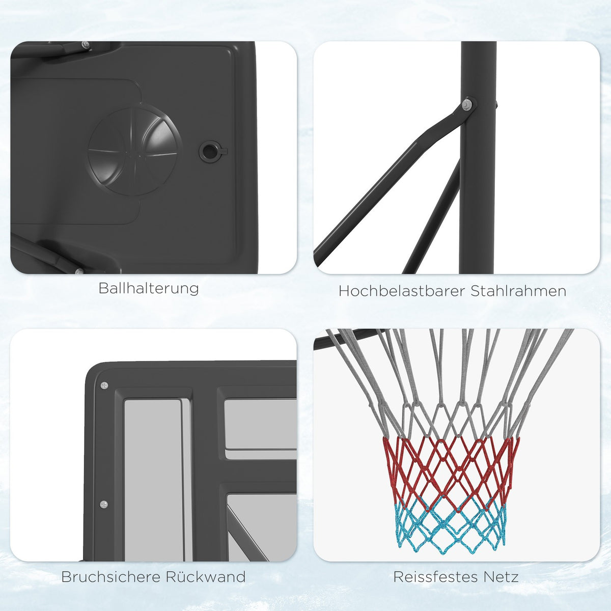 2-In-1 Basketball Stand 195-370 Cm Height-Adjustable Basketball Hoop With Steel Stand