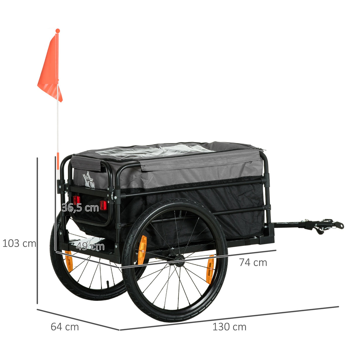 2-In-1 Bicycle Trailer Cargo Trailer Transport Trailer For Bicycle With 20 Inch Pneumatic Tires 40 Kg Load Capacity 130 X 64 X 64/103 Cm