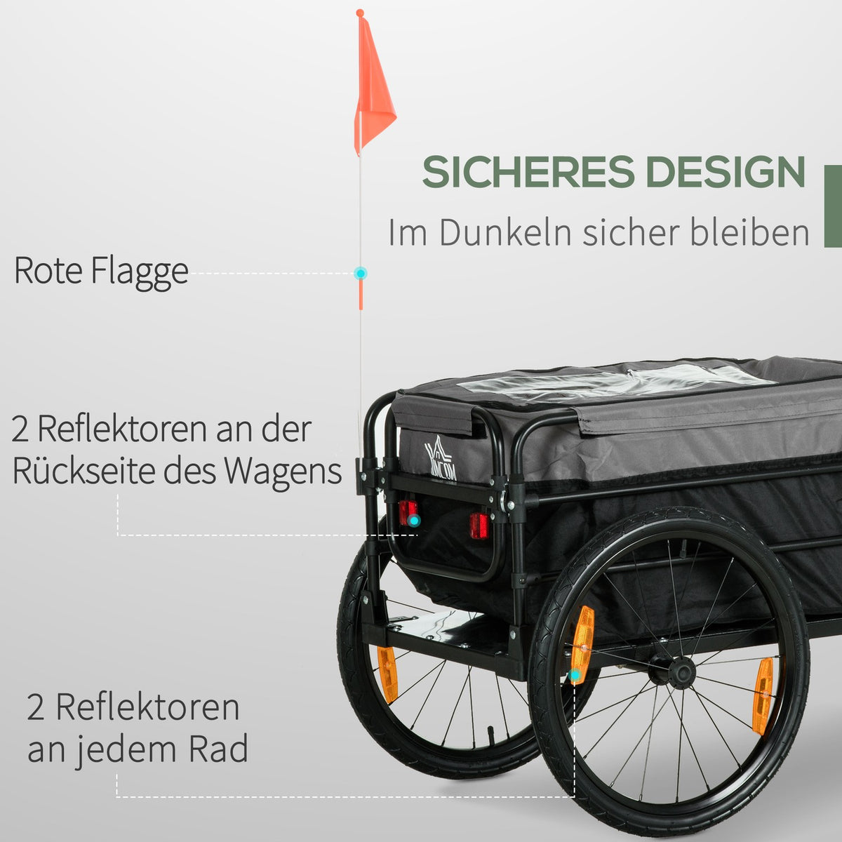 2-In-1 Bicycle Trailer Cargo Trailer Transport Trailer For Bicycle With 20 Inch Pneumatic Tires 40 Kg Load Capacity 130 X 64 X 64/103 Cm