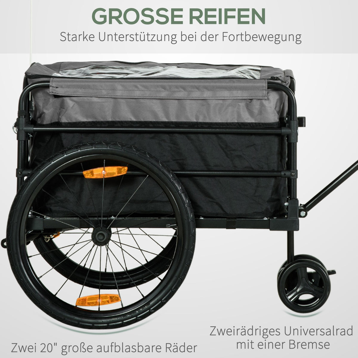 2-In-1 Bicycle Trailer Cargo Trailer Transport Trailer For Bicycle With 20 Inch Pneumatic Tires 40 Kg Load Capacity 130 X 64 X 64/103 Cm