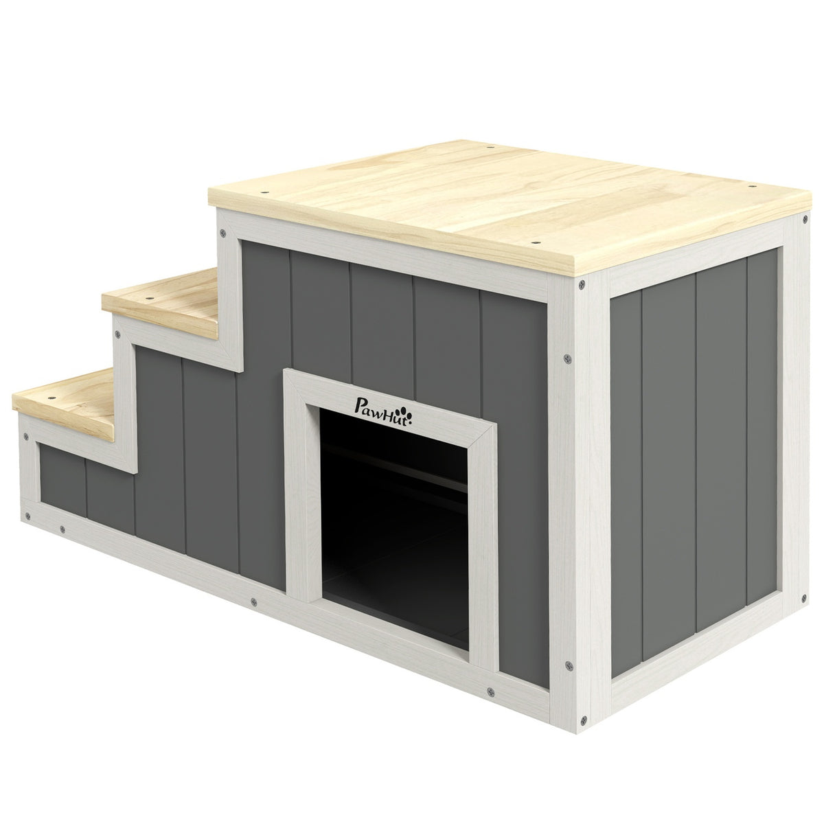 2-In-1 Dog Stairs, Cat Stairs With Cave, 3 Steps, Wooden Pet Ramp, Up To 30Kg, Pet Ladder