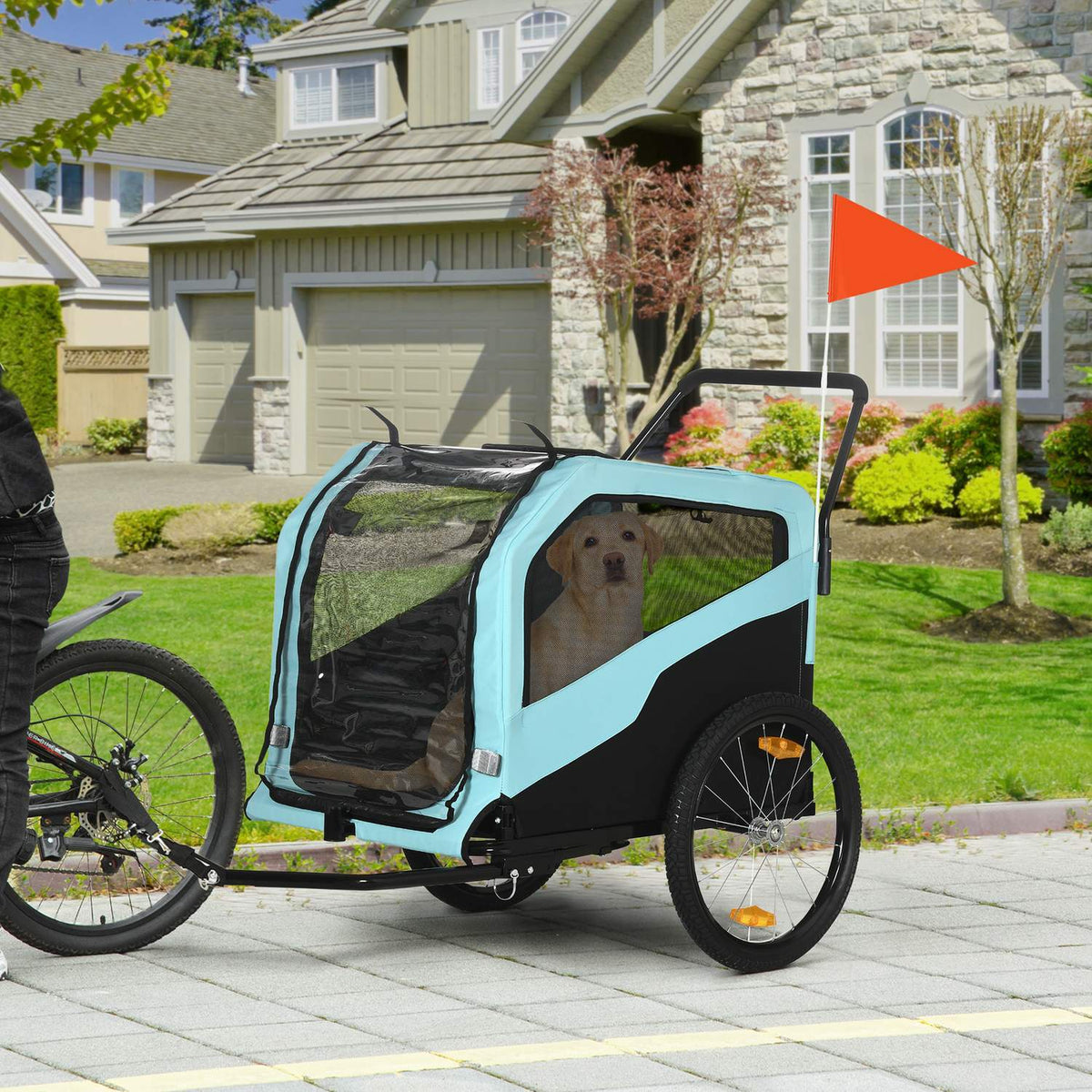2-In-1 Dog Trailer, Bicycle Trailer For Dogs, Dog Stroller With Reflectors, Dog Buggy Max. 30Kg, Oxford Fabric, Blue