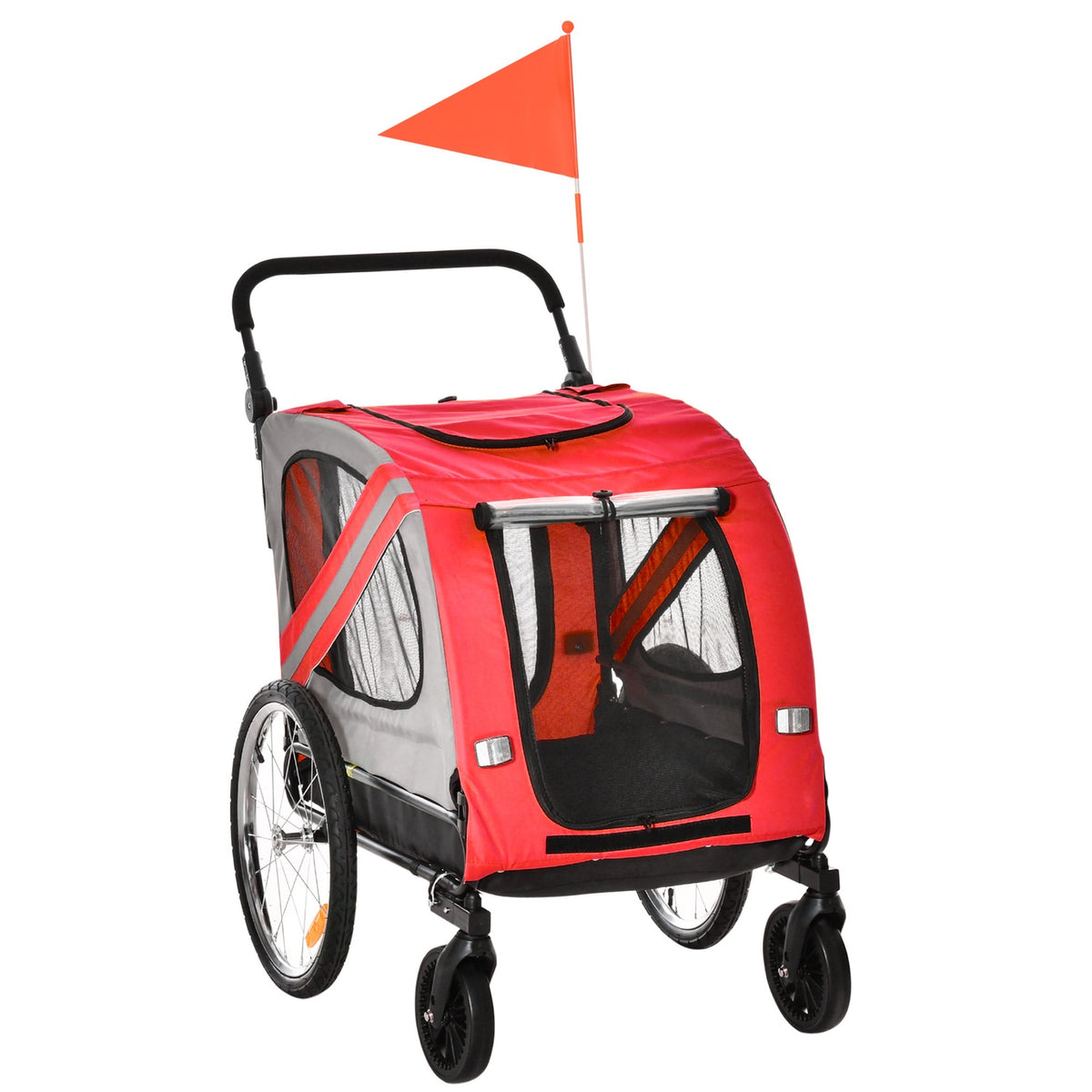 2-In-1 Dog Trailer & Dog Buggy, Dog Bike Trailer, Bicycle Trailer, With Reflectors For Medium-Sized Dogs Up To 20 Kg, Oxford Fabric