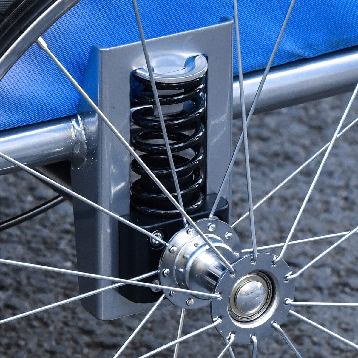 2 In 1 Dog Trailer Jogger Bicycle Trailer Dog Bicycle Trailer Blue + Gray 155 X 83 X 108 Cm