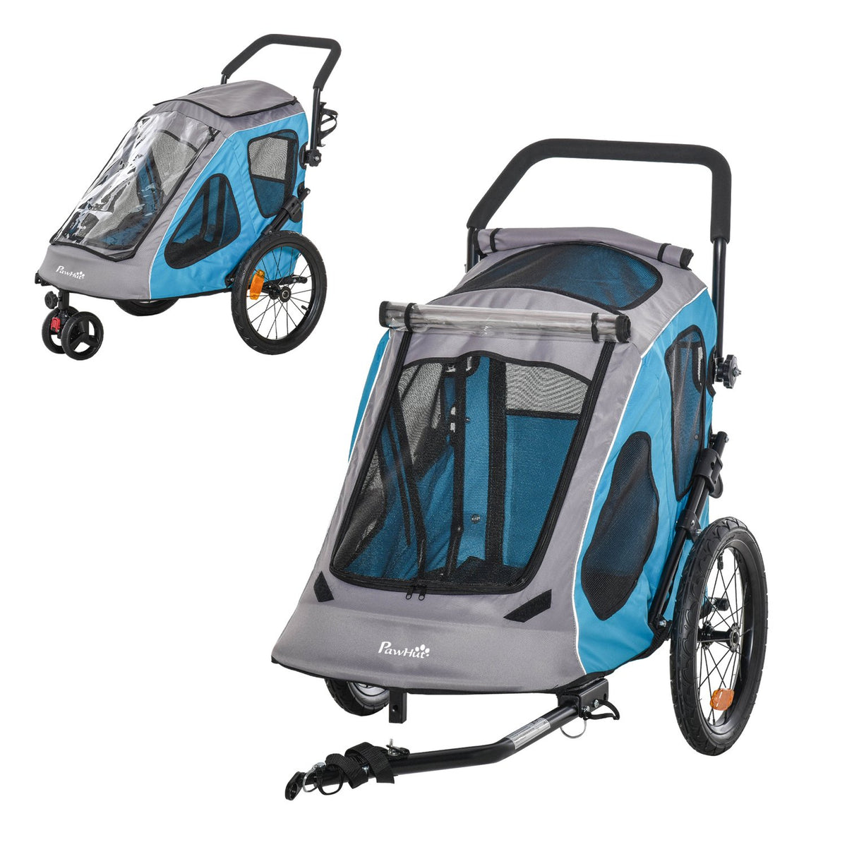 2-In-1 Dog Trailer Multifunctional Pet Bicycle Trailer Breathable Oxford Cloth Metal Blue